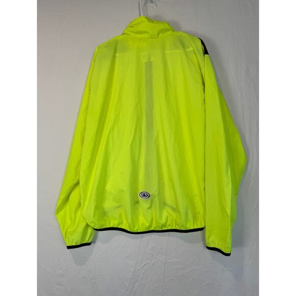 Louis Garneau Cycling Jacket M/L Neon Yellow Full Zip Lightweight - Picture 3 of 6
